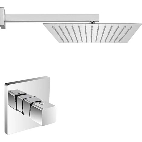 Kit doccia Lotus con miscelatore, braccio 30 e soffione quadrato 20 in cromo