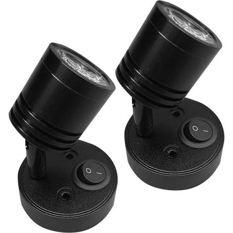 Cylindrique LED Spot Lampe de Lecture Interrupteur Réglable Lumière Chaude pour Camping Car Van Bateau Intérieure 2PCS 12V Noir (1/5)