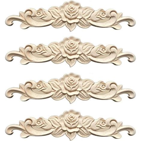 SABIR Lot de 4 moulures décoratives en bois sculpté pour meubles de cuisine, 30,7 cm (1/5)