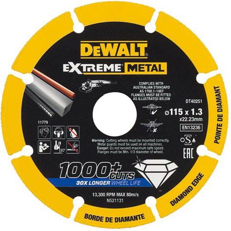 Dewalt DT40251 Extreme Diamond Disc 115mm x 22.23mm x 1.3mm