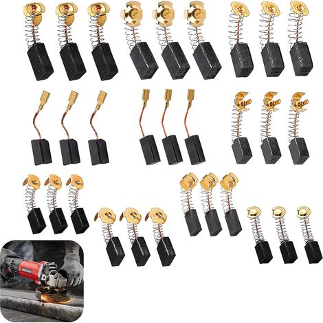 Lot de 30 Balais de Charbon Universels- Compatible avec Perceuses, Scies, Meuleuses - Multiples Tailles pour Remplacement Facile et Efficace (1/5)