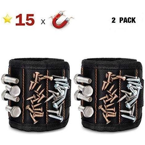 Bracelet Magnetique - 15 Aimants Integres - Pour Vis Ecrous Clous Perceuses - Ajustable Velcro 4 À 14 5 Pouces - 70 G (1/5)
