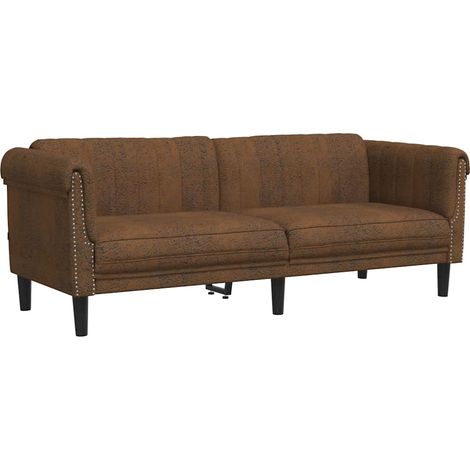 Canapé à 3 places,Sofa pour Salon,Banquette marron similicuir daim CFW129182 (1/5)
