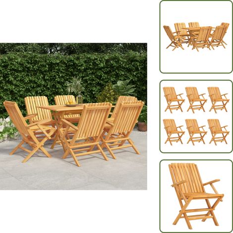 The Living Store Set da Pranzo da Giardino 7 pz in Legno Massello di Teak - Tavolo in teak