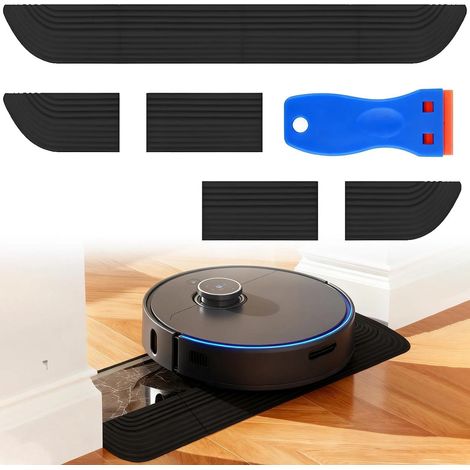 Rampe pour aspirateur robot, rampe de seuil avec spatule de retrait en caoutchouc, rampe de seuil de porte pour robot aspirateur, antidérapant, longueur réglable (1/5)