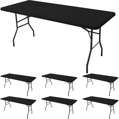 Nappes élastiques pour tables rectangulaires (lot de 6) - Nappe pliable élastique en spandex - 120 x 76 cm (1/4)