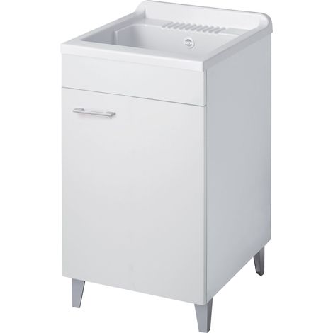 Lavatoio legno 1 anta interno 45x60 (H.85) vasca asse PP BIANCO (1/6)