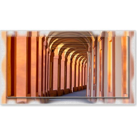 Lupia - Quadro moderno su Tela con Cornice stampata NEWEXT 75x135 cm, paesaggi localismi italiani, per casa soggiorno capezzale camera da letto hotel ufficio, BOLOGNA PORTICO DI SAN LUCA (1/4)