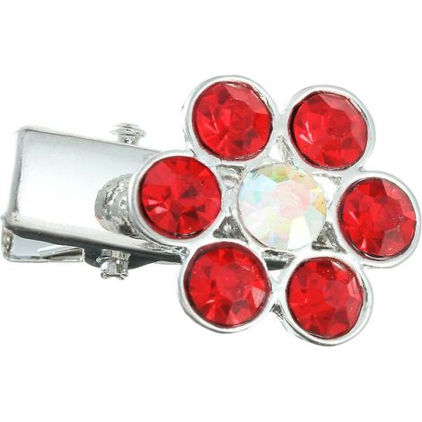 Pet Hair Clips Plum Blossom Appearance Pet Grooming Accessory Festival Glitter Puppy Rhinestone Hair Clips Red MUMU (1/3)