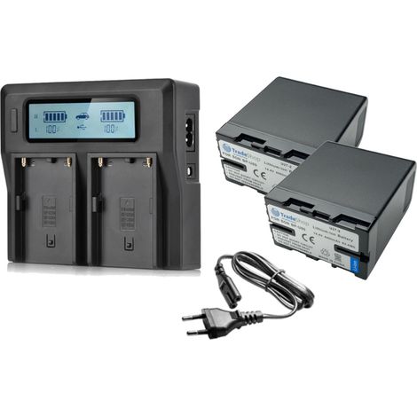 Trade-Shop 3in1 Set: 2x Li-Ion Akku 4,4Ah + Dual USB LCD Ladegerät inkl. Netzkabel kompatibel mit Sony BP-U30 BP-U35 BP-U60 BP-U65 BP-U70 BP-U90 BP-U95 (1/5)
