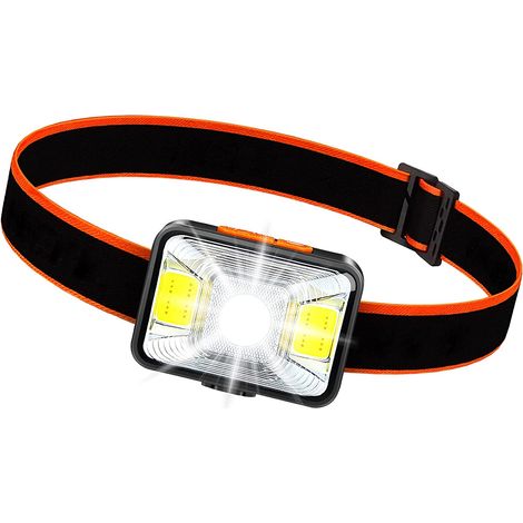 Lampada frontale ricaricabile tramite USB, 1800 mAh 1800 Lux Super Bright Headlight con 5 modalità di illuminazione IPX5 Impermeabile COB Headlamp per pesca/campeggio/ciclismo/caccia/escursionismo [Cl (1/5)