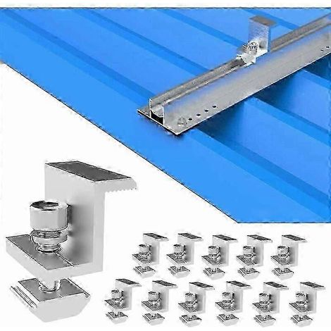 Lot de 12 supports de fixation pour panneaux solaires, bornes solaires, largeur réglable, support photovoltaïque, compatible avec panneaux solaires de 30 mm WHBYV (1/4)