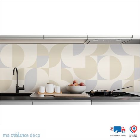 Crédence : Rosaces colorées - Couleur Blanc perle - Alu composite - 60 - 120 (1/2)