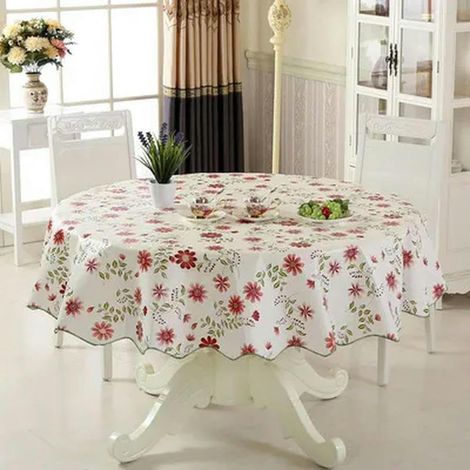 Nappe en PVC imperméable, Nappe Ronde en Toile cirée, décoration de Table à Manger, pour Cuisine, Salle à Manger - Vert - 180 cm de diamètre (1/5)