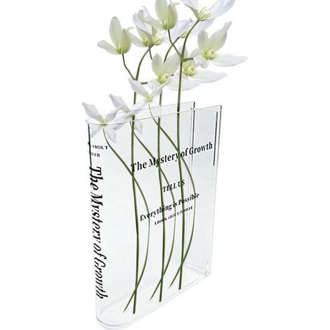 Vase De Livre Transparent,Vase De Livre en Acrylique,Book Vase,Vase De Livre Transparent Vase Décoratif en Forme De Livre Style Minimaliste Vases,Joli Décor D'étagère pour Floral Et Décor D'intérieur (1/5)