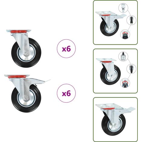 The Living Store Ruote Girevoli 12 pz 160 mm - Ruote girevoli con freno