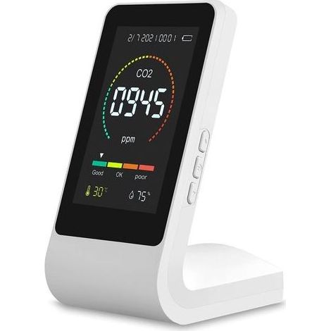 – Détecteur de CO2 intérieur – Affichage numérique LED – Alarme automatique à 1000 ppm – Longue durée de vie avec alimentation USB-C (1/5)
