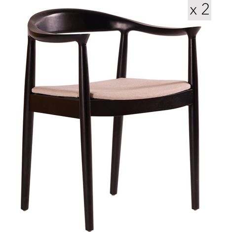 Nordlys - Lot de 2 Chaises de Salle a Manger Scandinave en Bois Massif (1/5)
