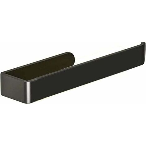 Toallero negro, soporte para toallas de baño, soporte para toallas sin taladrar, toallero autoadhesivo de pared para baño o cocina, aluminio (negro)
