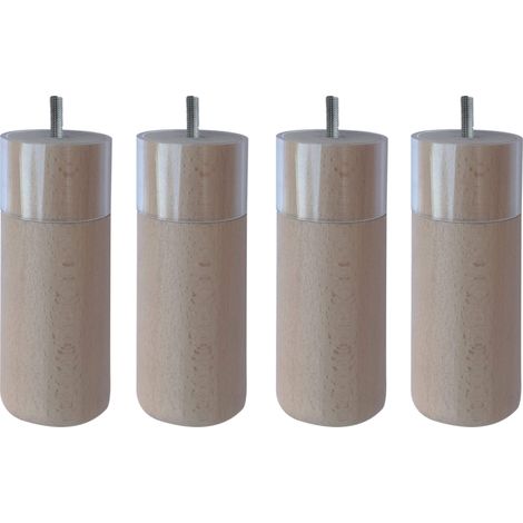 4 pieds cylindriques anti-punaise bois naturel 15 cm