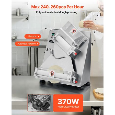 Formeuse à pizzas, 7,6 à 35,5 cm, presse à pâte électrique commerciale 370 W, 260 feuilles par heure, laminoir à pâte à pizza autom… (1/5)