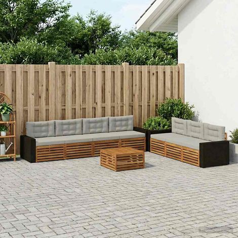 vidaXL Set di divani da esterno 8 pz Naturale e Grigio Chiaro (1/5)