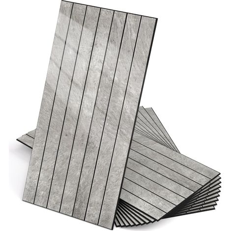 Panneaux Muraux à Lattes Bois Autocollants 30×60 cm – Panneaux Muraux Décoratifs en PVC Insonorisants pour Salon et Chambre – Lot de 20 (1/5)