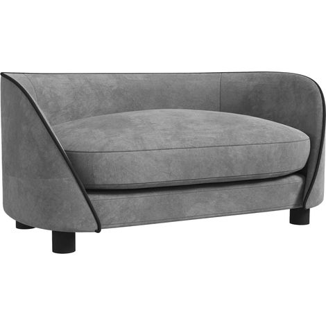 Canapé canin gris avec coussin moelleux, housse déhoussable et lavable, revêtement velours hollandais (1/5)