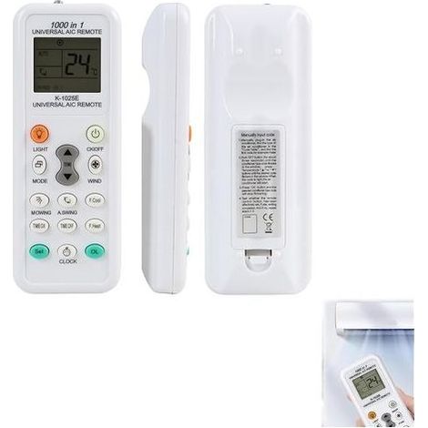 Télécommande Universelle pour Climatisation K-1028E Compatible avec Plus de 1000 Marques, y Compris LG, Gree, Midea,Toshiba, Haier, Hitachi,Remplacement Idéal pour Télécommandes Perdues ou Endommagées (1/5)