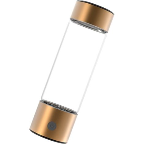 Bouteille d'eau à hydrogène portable 460 ml, technologie SPE PEM pour booster le métabolisme et l'immunité, rechargeable par USB, couleur or (1/5)