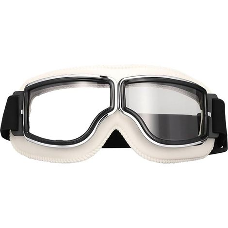Unisex-Motorradbrille im Retro-Stil aus Leder mit klaren Polycarbonat-Gläsern mit UV-Schutz (1/5)