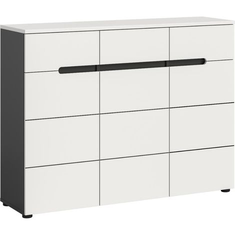 Canu Schuhschrank 3 Türen, 3 Schubladen weiß, grau.