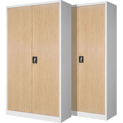 Lot de 2 Armoires de Bureau Métalliques 4 Étagères 195x90x40 cm (1/5)