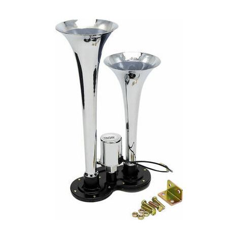 150dB 12V/24V Universal Dual Trompete Chrom Air Horn Lautsprecher Kit für Zug Lkw (1/4)