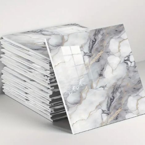 Lot de 10 Stickers Muraux Imitation Carrelage 30x30cm, Panneaux Muraux Auto-adhésifs Étanches PVC pour Salle de Bain, Cuisine et Chambre (1/5)
