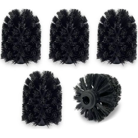 (5-Pack) Remplacement tête de Brosse WC Tête de Rechange pour Brosse WC Plastique Noir 7 x 7 x 9 cm (Tête) (1/4)