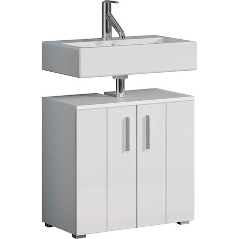 trendteam smart living - Mobile sottolavabo - Bagno - Wons - Dimensioni 60 x 58 x 34 cm - Colore bianco lucido - 220730101 (1/4)