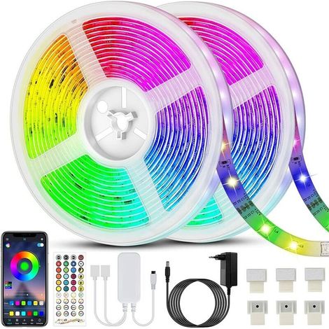 Ruban LED 20M(10mx2) Bande LED 5050 RGB Bande Lumineuse Flexible Multicolore avec Télécommande à 40 Touches, Synchroniser avec la Musique, pour Fête Décor pour la Maison Chambre Bar (1/5)