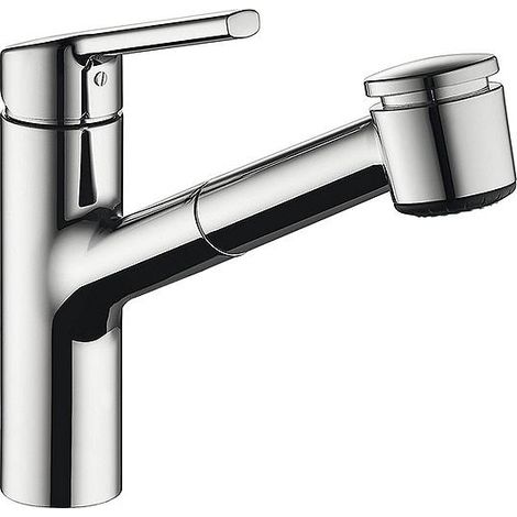 KWC Spültischmischer Luna E herausziehbare Geschirrbrause Ausladung 220 mm Chrom (1/3)