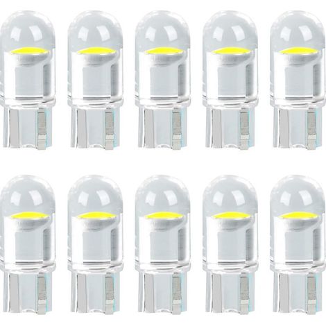 T10 W5W LED 194 168 501 Ampoules de Voiture Lampe 1SMD COB LED Lampes pour Plaque D'immatriculation Feu de Position Latéral Blanc xénon 6000K 12V Paquet de 10 (1/5)