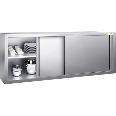 Placard mural inox 2000 x 400 mm / Hauteur 650 mm avec portes coulissantes PREMIUM - GOLDINOX (1/4)