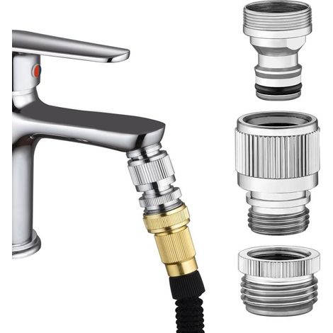Raccord rapide pour robinet d'évier, adaptateur en laiton chromé pour flexible de douche, tuyau d'arrosage, machine à laver, baignoire pour animaux, filetages 55/64-27 et G1/2 (1/5)