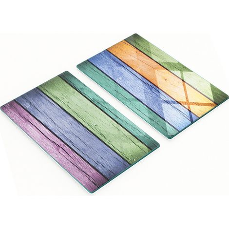 Tablas de servir de vidrio para cocina con gr谩ficos, tablas coloridas de 2x30x52 cm.