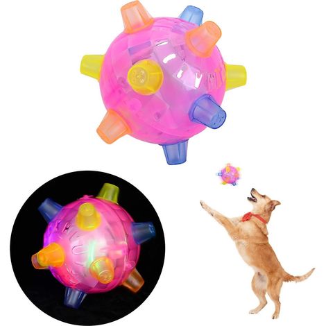Balle sauteuse LED clignotante rose pour animaux de compagnie, jouet interactif pour chiens et chats (1/4)