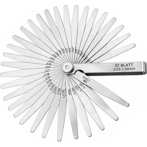 32 Lames Jeu de Cales d’Épaisseur,0,03 1,00 mm / 0,001 0,04",Acier Inox,Double Marquage Métrique & Impérial,Outil Précis pour Mesurer Largeur ou Épaisseur des Espaces (1/5)