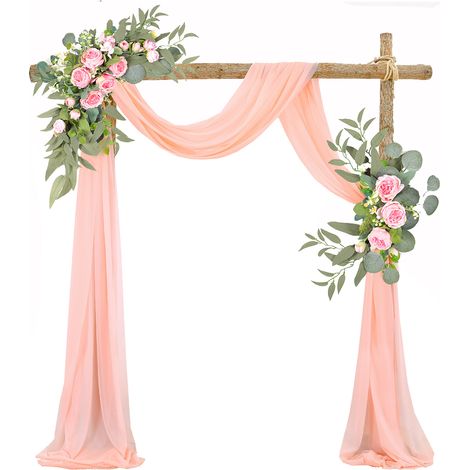 Voile de décoration pour arche de mariage, ornement nuptial, fond d'arche drapé (1/5)
