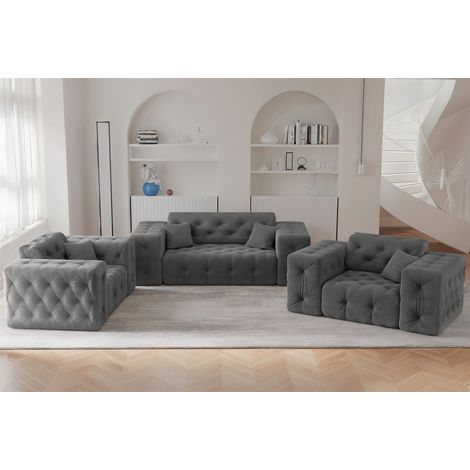 Sofaset Designersofa CHANTAL 2-1-1 in Stoff Moly Anthrazit (1/5)