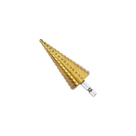 4-32mm acier à grande vitesse titane Coated Step Drill High Speed Steel 1/4 "poignée hexagonale de foret conique métal plastique bois trou fraise