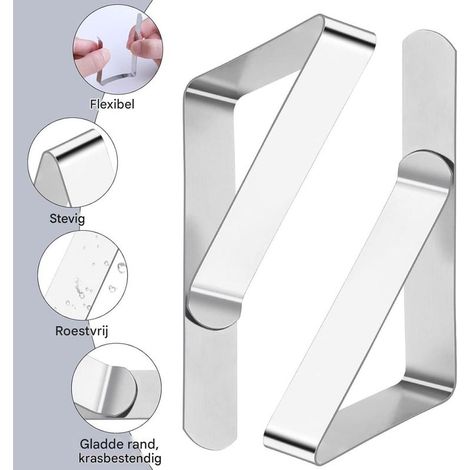 Tischdeckenklammern – Edelstahl – 30 einzeln verpackt – Ideal für Picknicks, Partys, Hochzeiten, Bankette, Schulen (1/4)