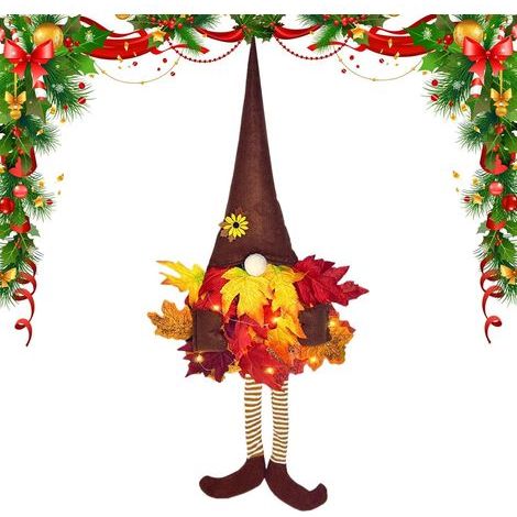 Herbstlicher Türkranz mit Wichtelmotiv, Lichterkette mit Wichtelmotiv (1/5)